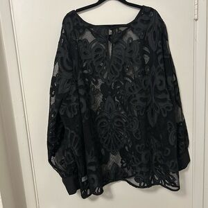 Torrid Black Floral Lace Blouse